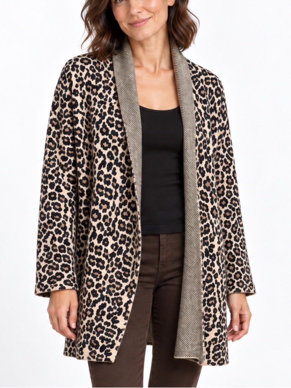 Johnny Was Leopard Wool Cashmere Cardigan NEW